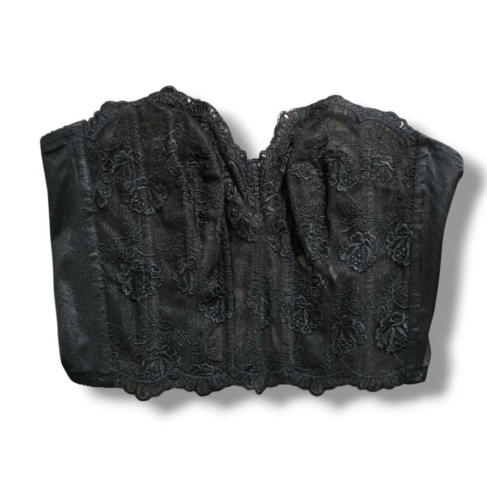 Victoria's Secret Women's Black Floral Lace Bustier Corset Top 36B - Picture 7 of 8